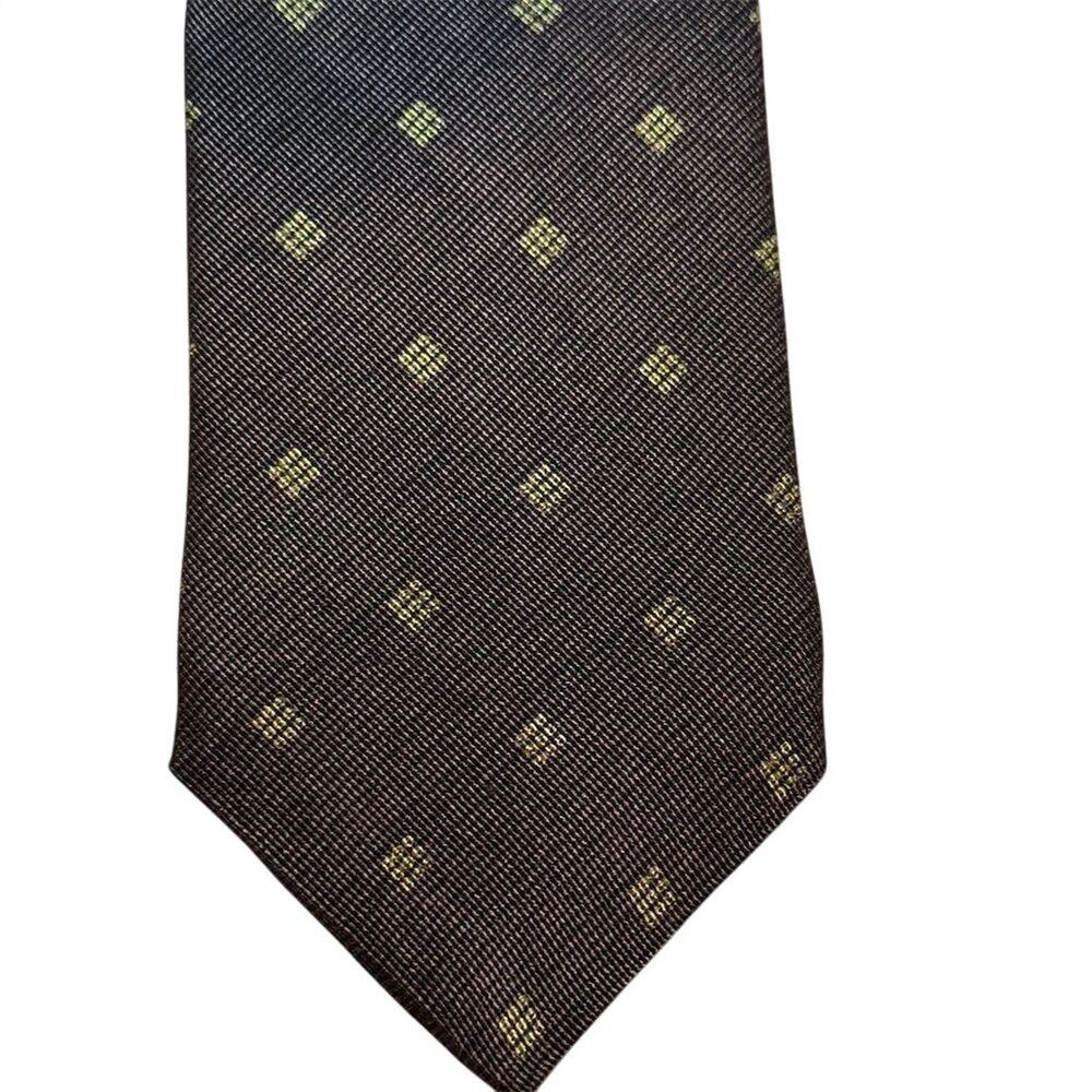 Armani Collezioni Men's Silk Tie Brown Geometric Pattern Classic Length